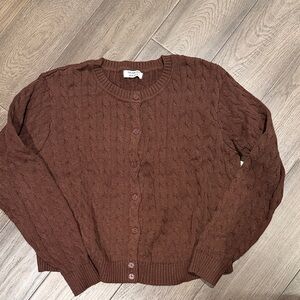 Frankie's Bikinis Chocolate Brown Cable Knit Cardigan